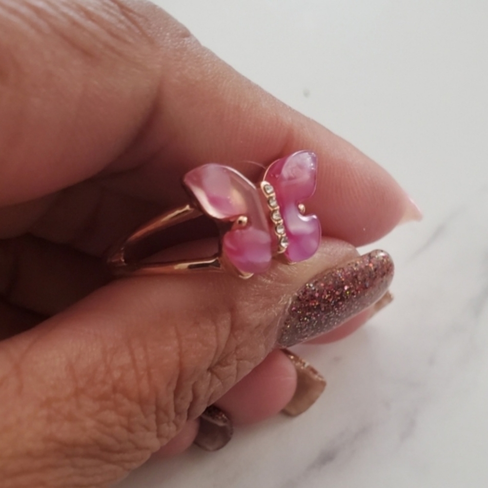 Pink Butterfly & Rhinestone Ring NWOT - Picture 13 of 14
